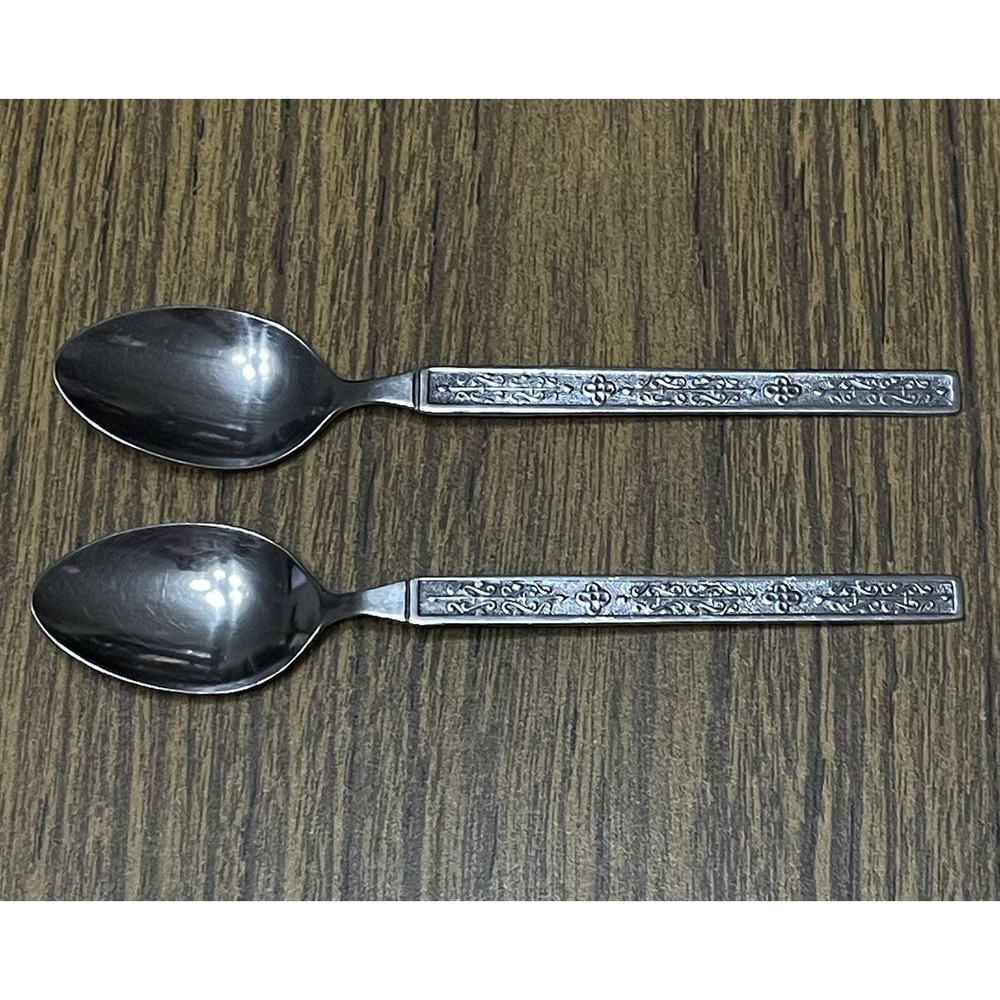 Vintage‎ 1970s National Stainless Korea Kashmir Teaspoons Set of 2 Flatware
